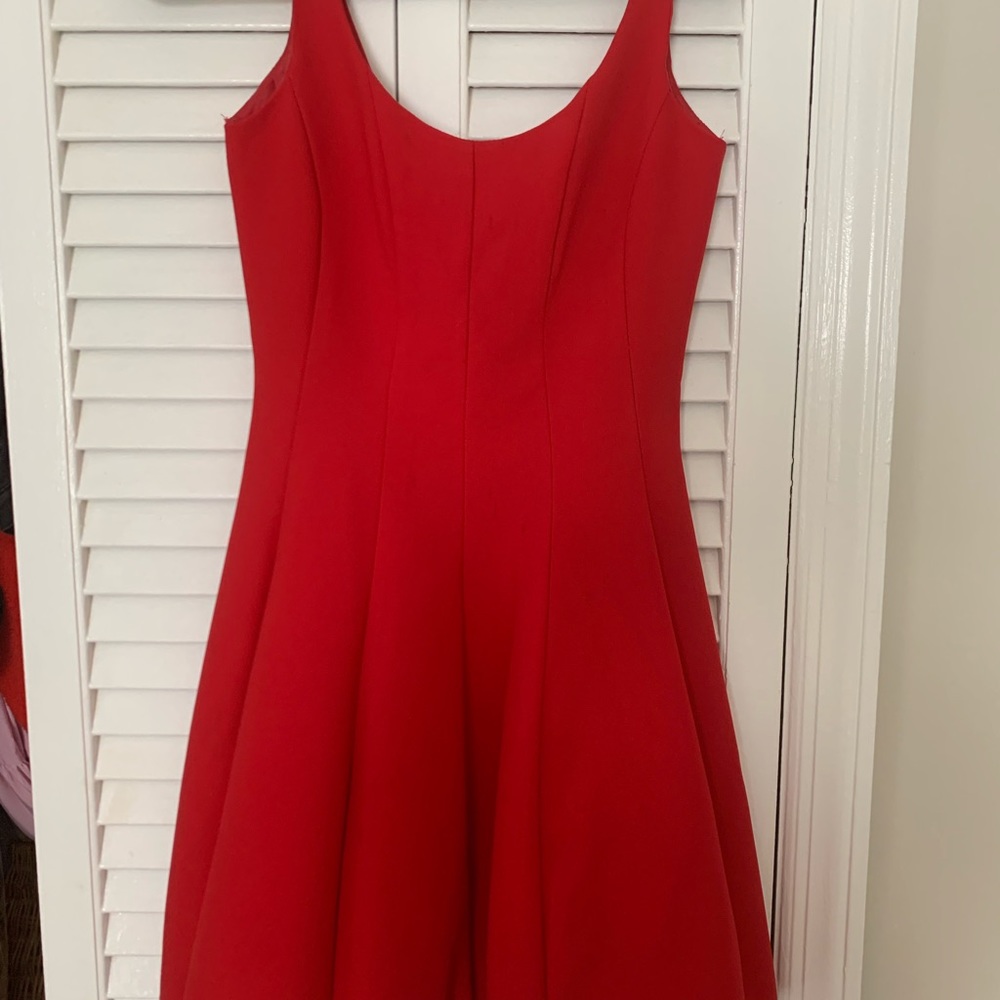 Betsy & Adam fit and flare red cocktail dress